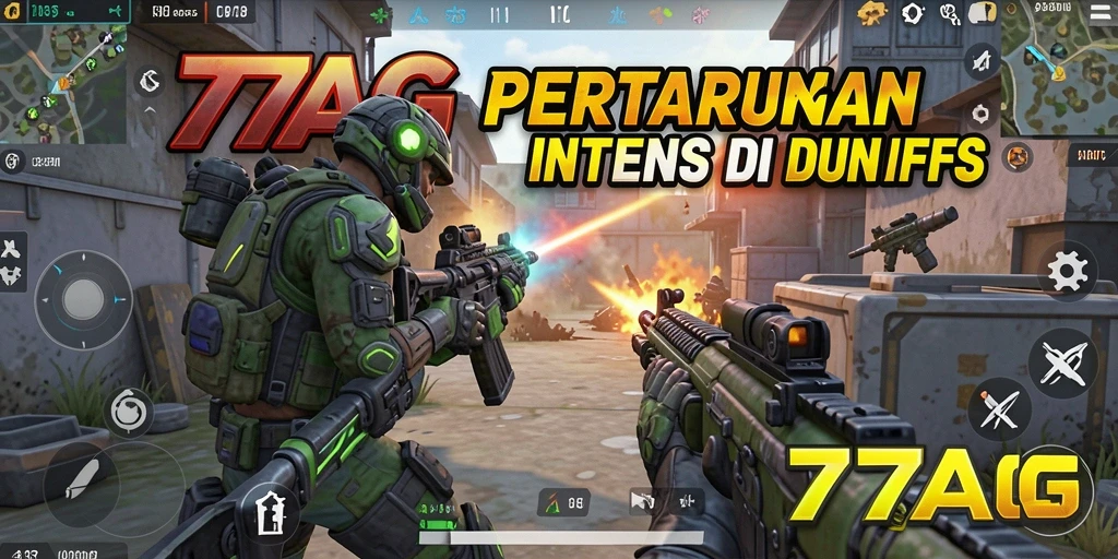 Gameplay intens dalam pertempuran FPS di 77AG.