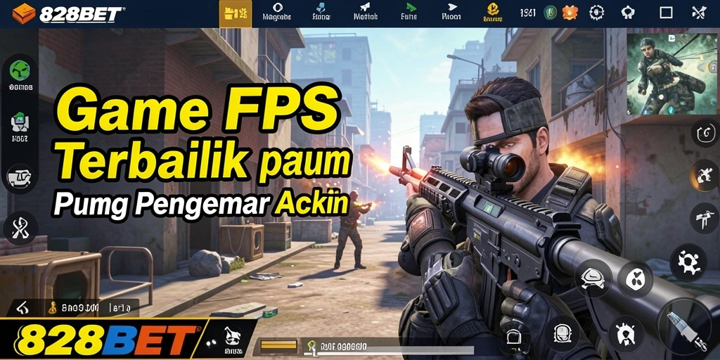 Screenshot utama menampilkan aksi intens dalam gameplay FPS.