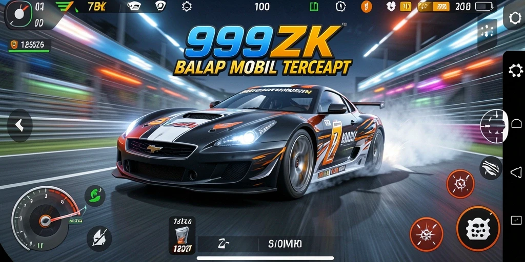 Tampilan seru dari gameplay balap mobil di 999ZK.