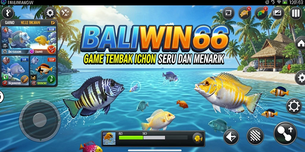 Screenshot gameplay <strong>BALIWIN66</strong> yang penuh aksi menembak ikan.