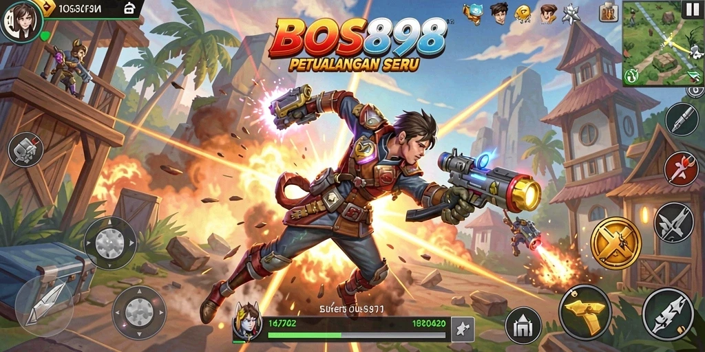 Tampilan gameplay intens penuh aksi di BOS898.