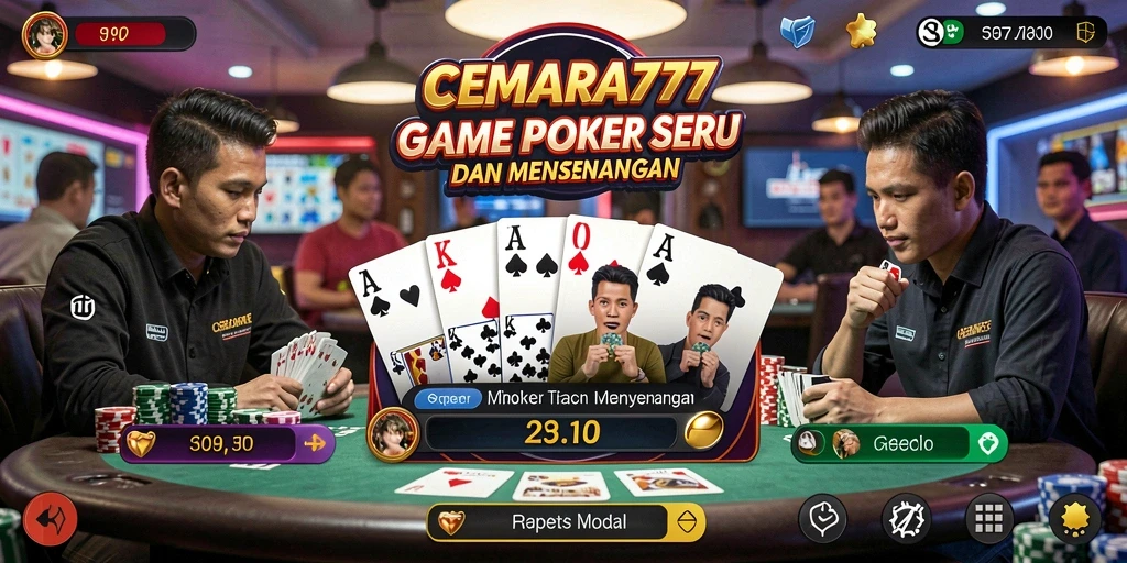 Tampilan seru dari gameplay Poker di CEMARA777.