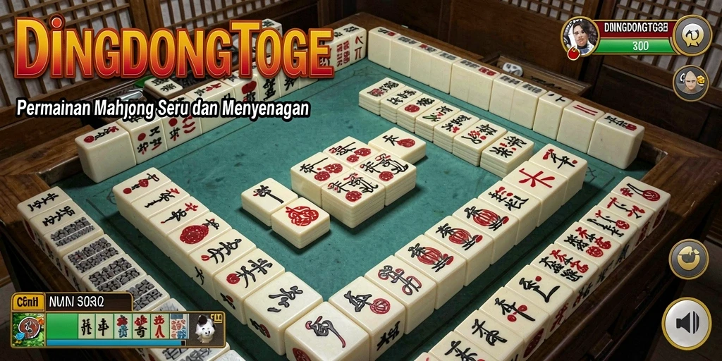 Gambaran interaktif gameplay DINGDONGTOGEL yang menampilkan Mahjong.
