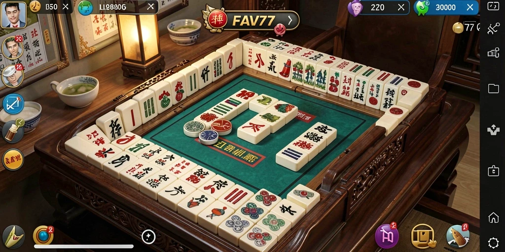 Tampilan gameplay menarik di FAV77 dengan grafik Mahjong yang memukau.