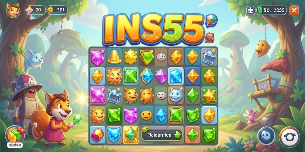 Screenshot menampilkan gameplay seru dari INS55 yang penuh warna.