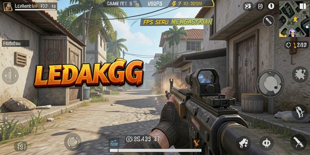 Tampilan gameplay seru dalam LEDAKGG menunjukkan aksi FPS yang mendebarkan.