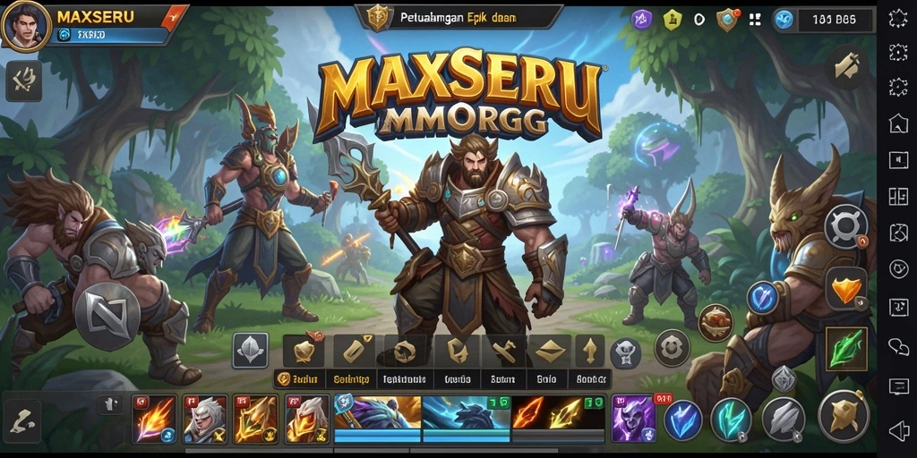 Tampilan menarik dari gameplay MAXSERU di dunia MMORPG.