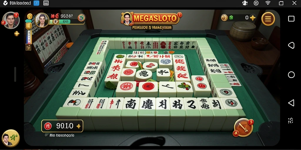 Tampilan menarik MEGASLOTO dalam permainan Mahjong di layar.