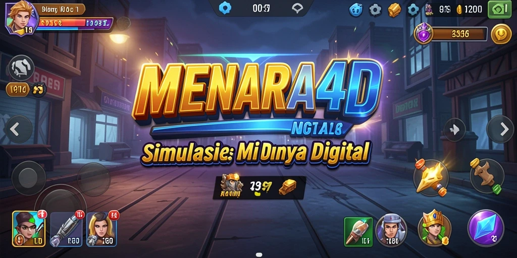 Gameplay MENARA4D dengan berbagai pilihan menara dan dekorasi.
