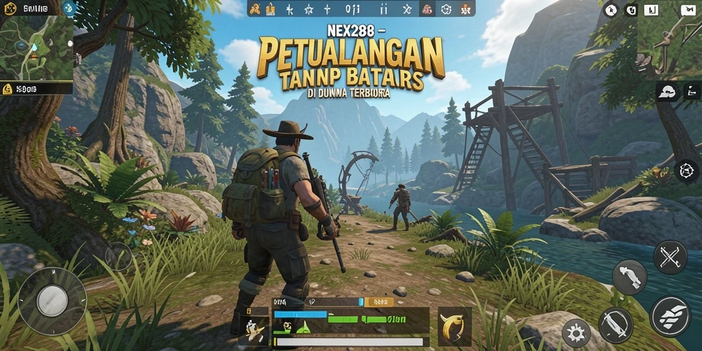 Tangkapan layar menampilkan aksi seru di dunia terbuka NEX288.