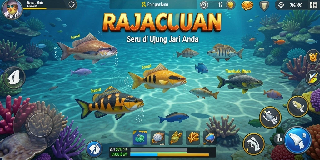 Tampilan gameplay RAJACUAN yang menegangkan saat menangkap ikan.
