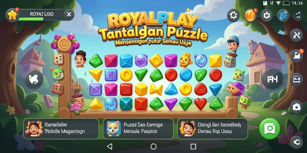 Screenshot gameplay ROYALPLAY menampilkan tantangan puzzle yang seru.