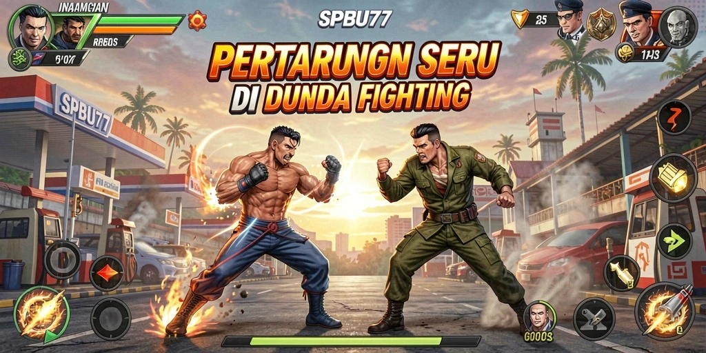 Gameplay SPBU77 yang seru dan mendebarkan saat bertarung.