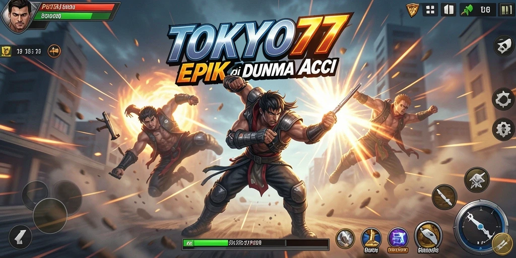Tampilan seru gameplay Action dalam TOKYO77.